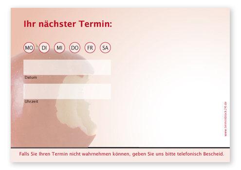 Terminzettel "bissfest" - 1 Termin mit Wochentagen