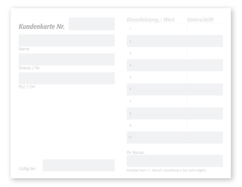 Kundenkarte "Wellnesstraum"