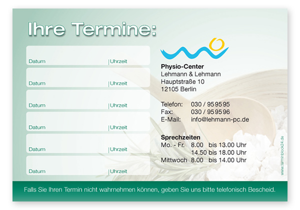 Terminzettel "Wellness Dreams" - 6 Termine