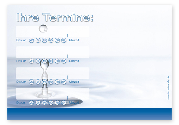 Terminzettel "kühler Tropfen" - 4 Termine mit Wochentagen