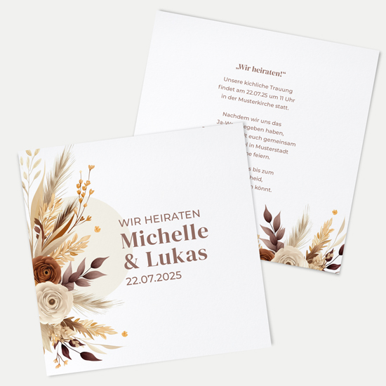 Postkarte Quadrat 148 x 148 mm - Boho "Earth Bouquet" - PQ-24001-B-04