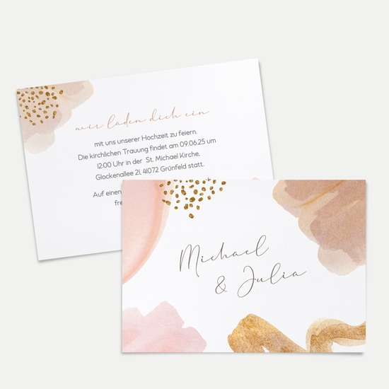 Postkarte DIN A6 im Querformat - Aquarell "Golden Blush" - PKQ-24001-A-10
