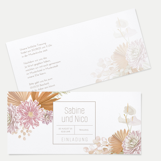 Postkarten DIN lang im Querformat 210 x 98 mm - Floral "Terracotta Blossom" - PDLQ-24001-F-04