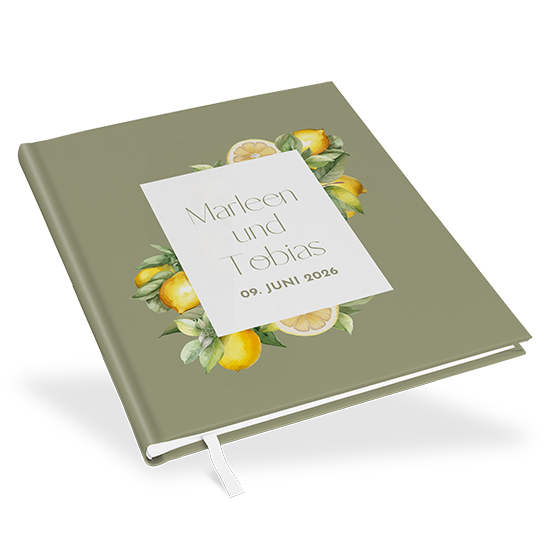 Erinnerungsbuch Hochzeit - Aquarell "Olive & Lemon" - EBH-25001-A-09