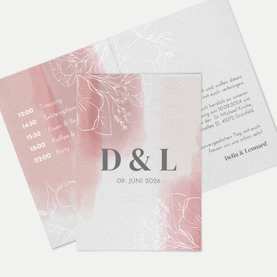 Klappkarte DIN A6 im Hochformat -Aquarell "dusty bloom" - KKH-24001-A-05