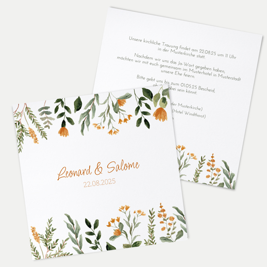Postkarte Quadrat 148 x 148 mm - Floral "Warm Botanicals" - PQ-24001-F-05