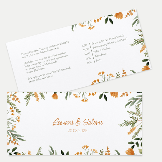 Postkarten DIN lang im Querformat 210 x 98 mm - Floral "Warm Botanicals" - PDLQ-24001-F-05