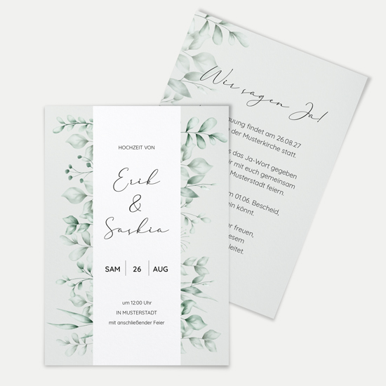 Postkarte DIN A6 im Hochformat - Greenery "Evergreen Mint" - PKH-24001-G-05