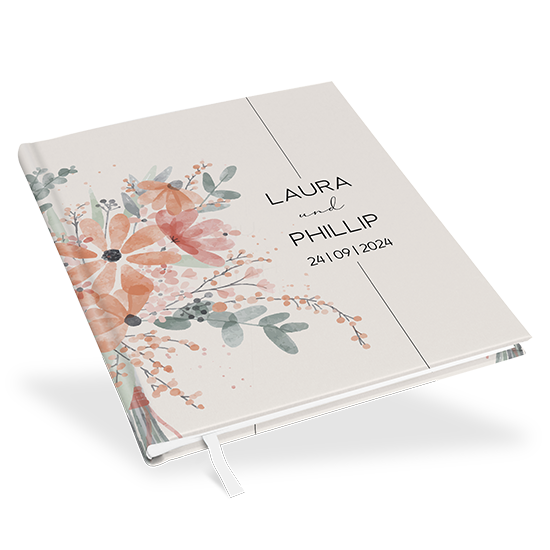 Erinnerungsbuch Hochzeit - Aquarell "terracotta bloom" - EBH-25001-A-04