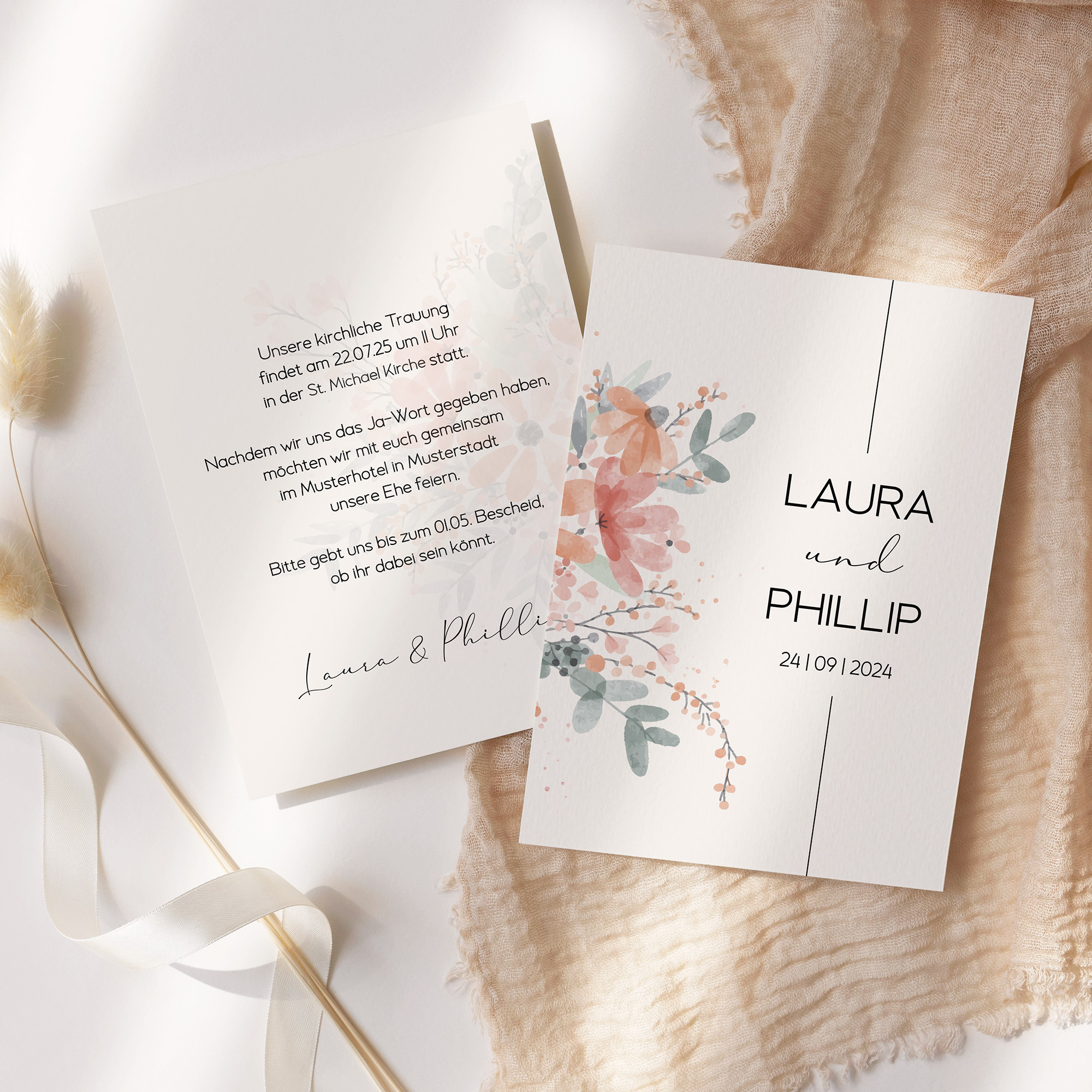 Postkarte DIN A6 im Hochformat - Aquarell "terracotta Bloom"
