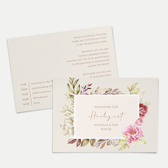 Postkarte DIN A6 im Querformat - Floral "Peony Bloom" - PKQ-24001-F-02