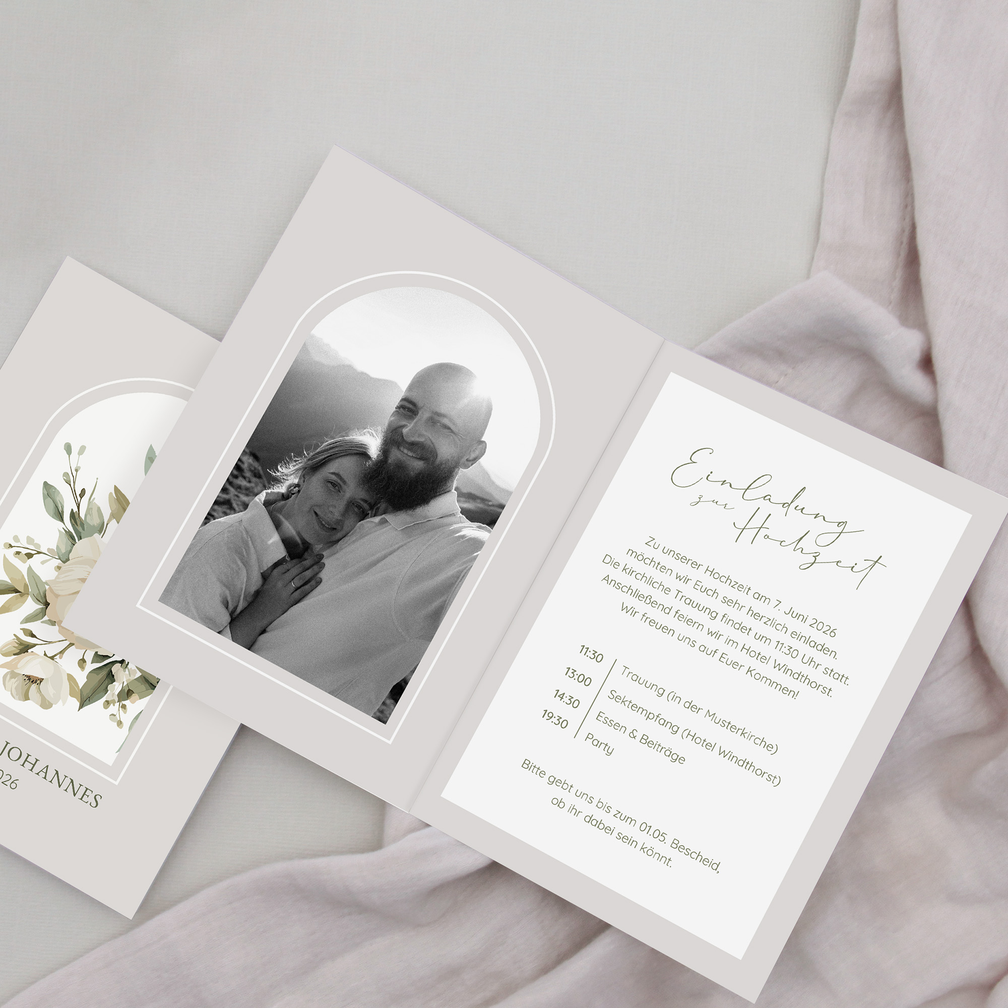 Klappkarte DIN A6 im Hochformat - Vintage - "ivory garden"