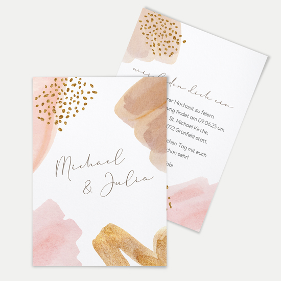 Postkarte DIN A6 im Hochformat - Aquarell "Golden Blush" - PKH-24001-A-10