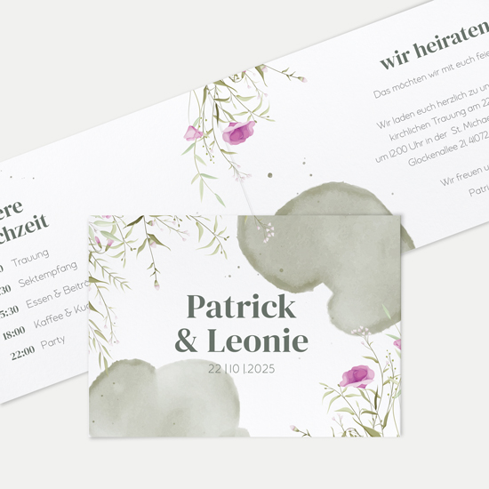 Klappkarte DIN A6 im Querformat - Aquarell "Wildflower Garden" - KKQ-24001-A-08