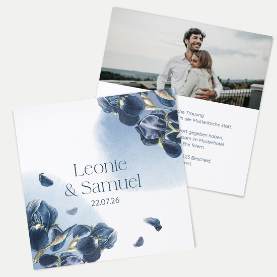 Postkarte Quadrat 148 x 148 mm - Floral "Blue Petal" - PQ-24001-F-06