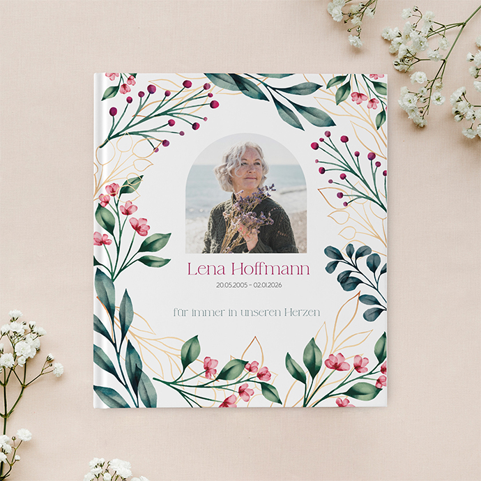 Kondolenzbuch - pink garden