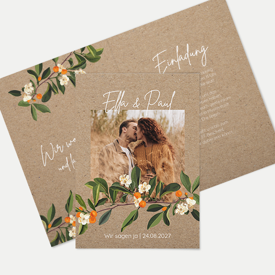 Klappkarte DIN A6 im Hochformat-Greenery "orange craft" - KKH-24001-G-04
