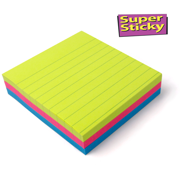 Post-it® Super Sticky Haftnotizen, liniert, 101x101 mm, 3er-Pack