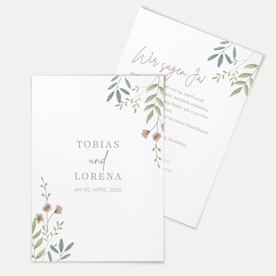 Postkarte DIN A6 im Hochformat - Boho "Soft Leaves" - PKH-24001-B-10