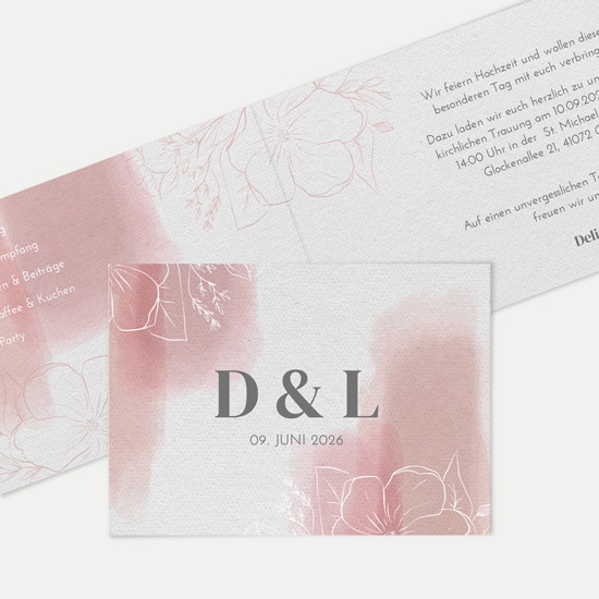 Klappkarte DIN A6 im Querformat - Aquarell "dusty bloom" - KKQ-24001-A-05