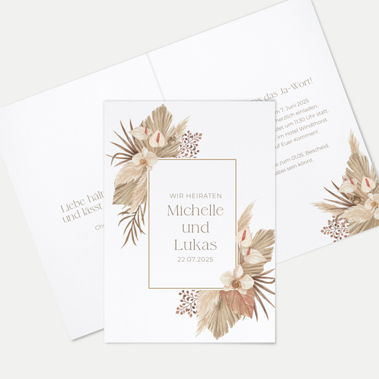 Klappkarte DIN A6 im Hochformat - Boho "Bare Golden Haze" - KKH-24001-B-02