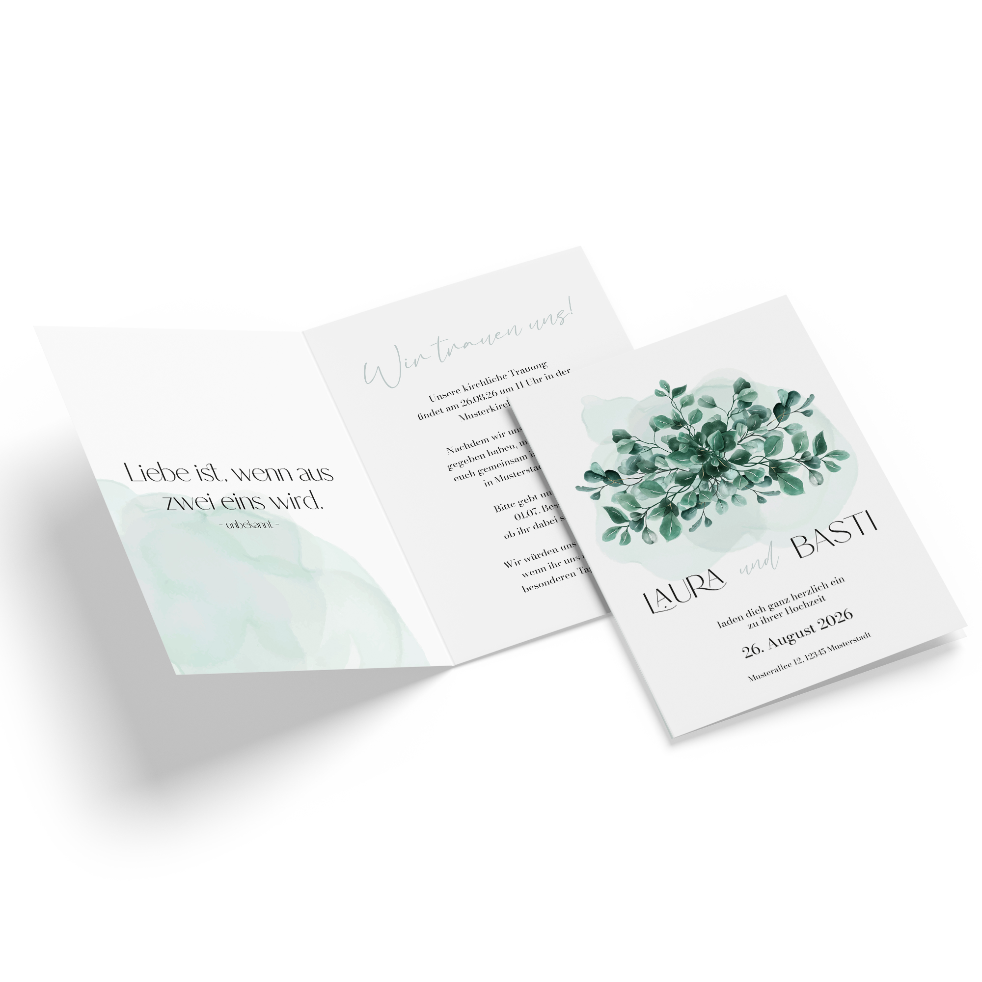 Klappkarte DIN A6 im Hochformat-Greenery "eucalyptus crown"
