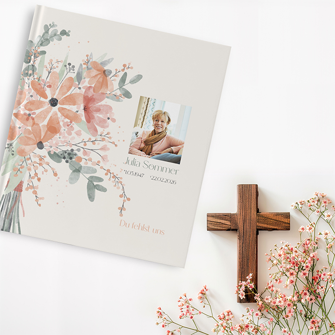 Kondolenzbuch - Floral "terracotta bloom"