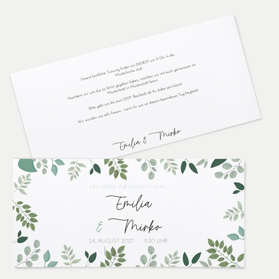 Postkarten DIN lang im Querformat 210 x 98 mm - Greenery "green & simple" - PDLQ-24001-G-09