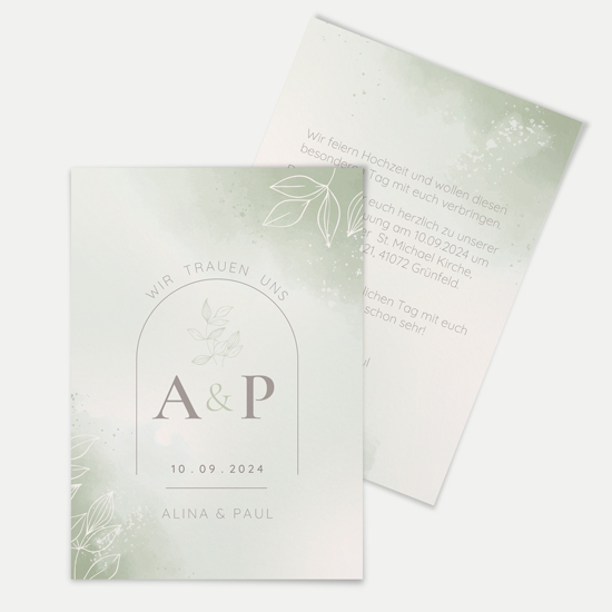 Postkarte DIN A6 im Hochformat - Aquarell "faded green" - PKH-24001-A-01