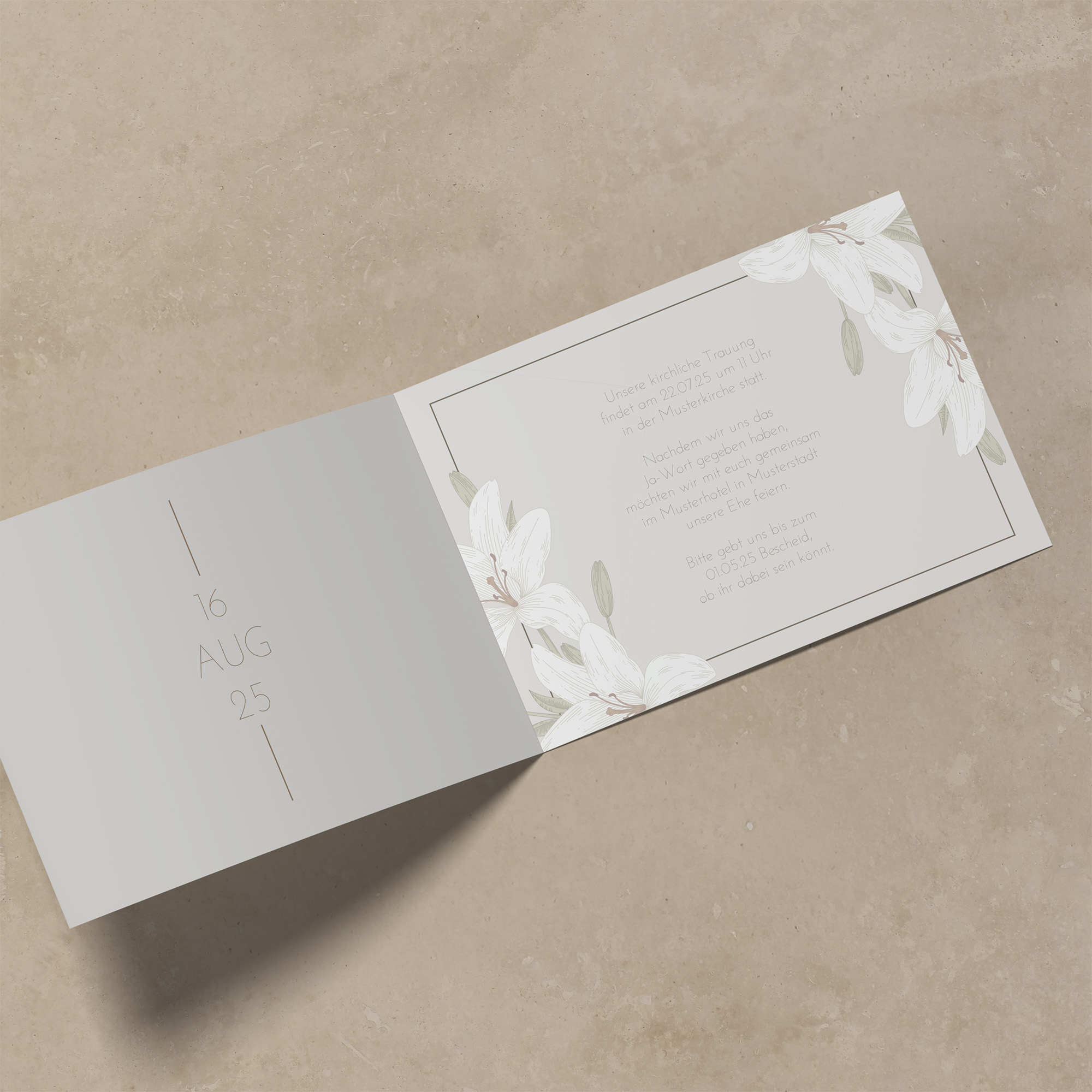 Klappkarte DIN A6 im Querformat - Floral "white lily"