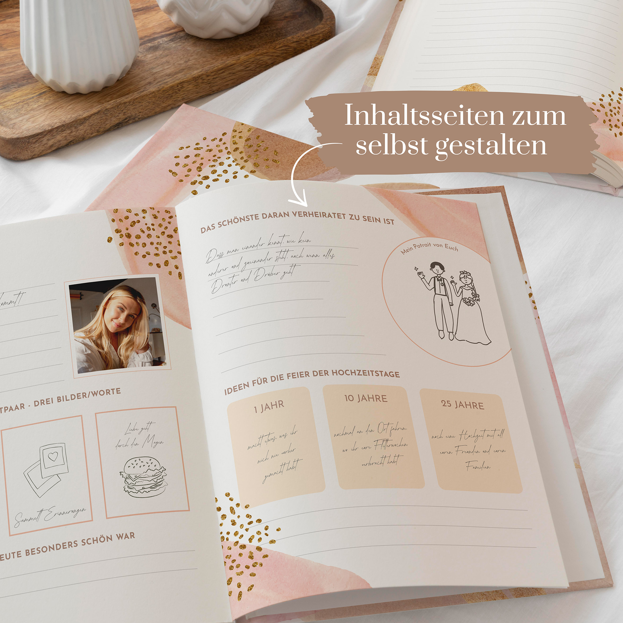 Erinnerungsbuch Hochzeit - Aquarell "lily & rose"