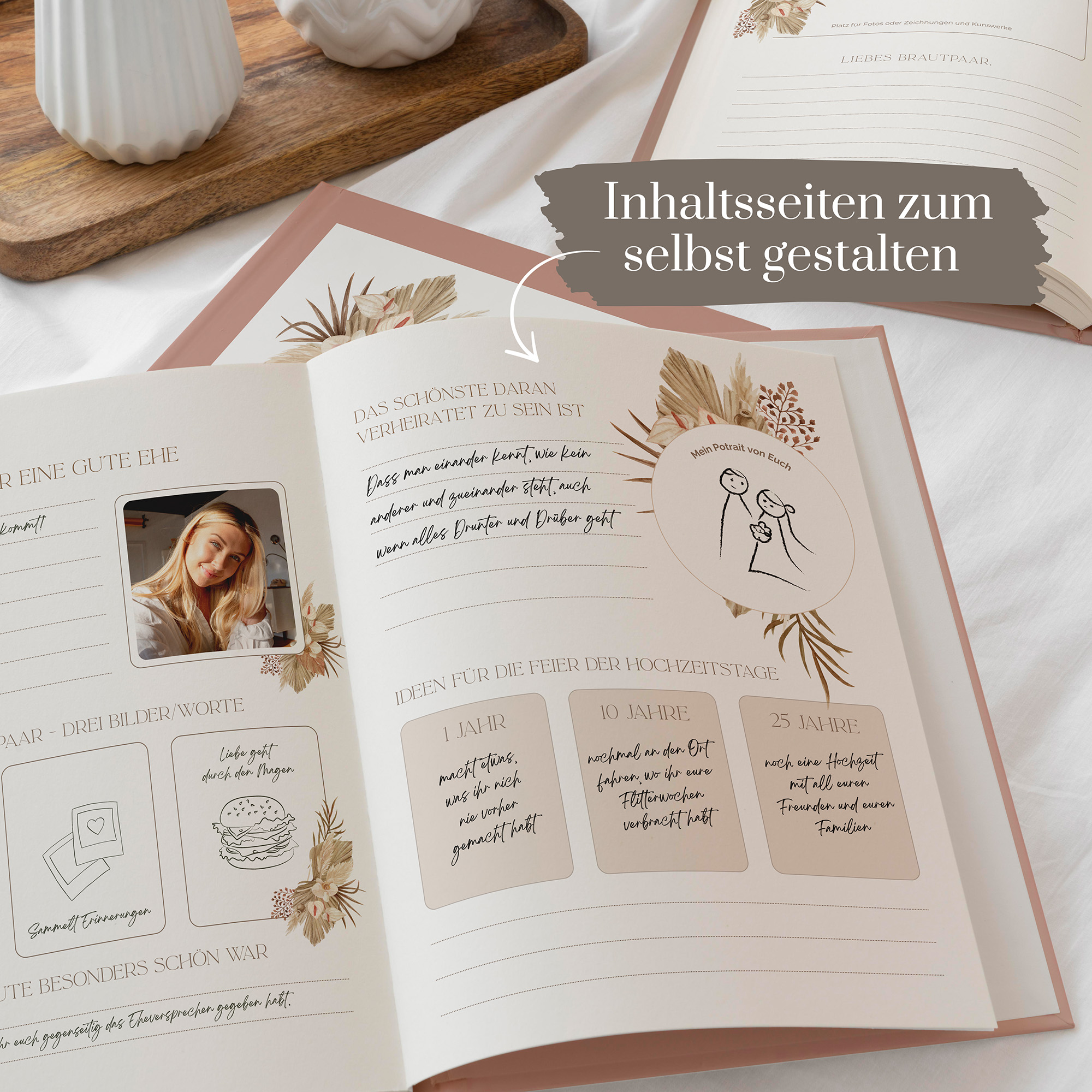 Erinnerungsbuch Hochzeit - Boho "Soft Leaves"