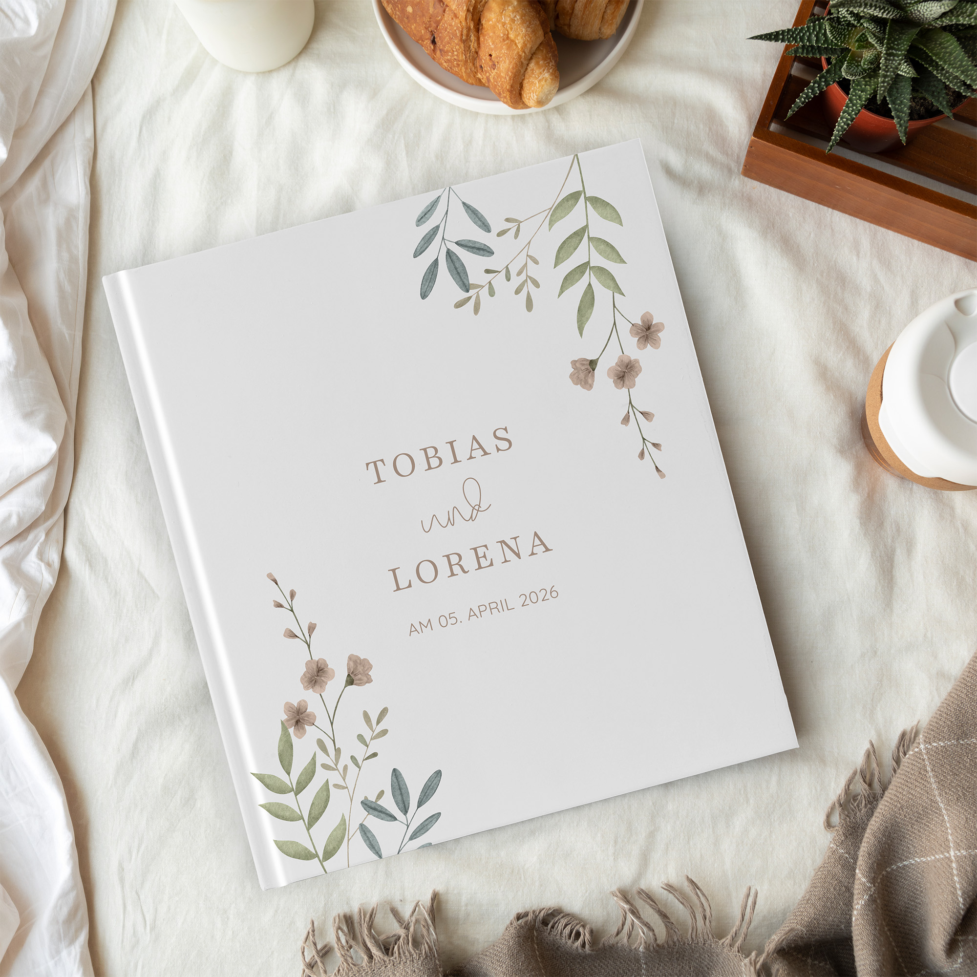 Erinnerungsbuch Hochzeit - Boho "Soft Leaves"