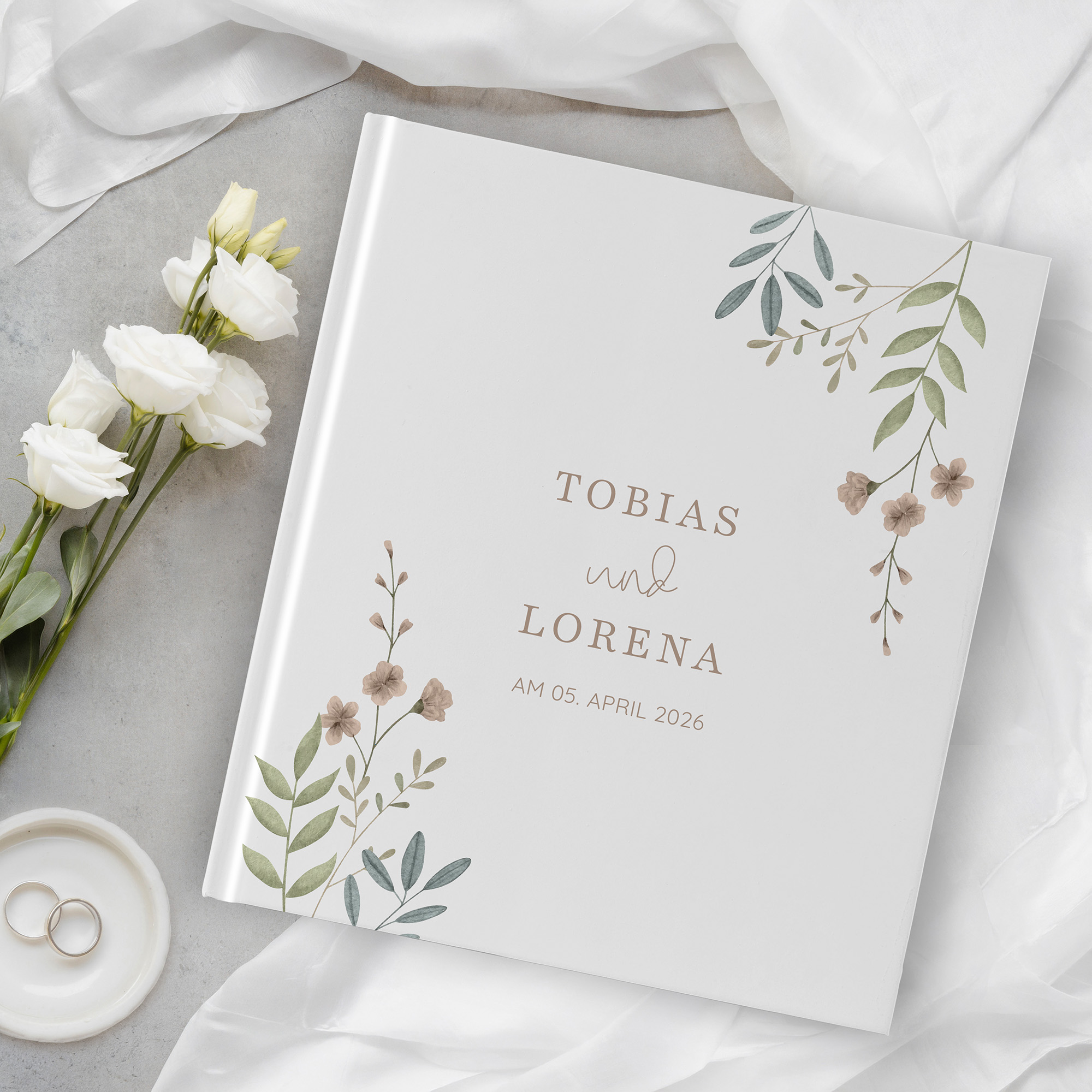Erinnerungsbuch Hochzeit - Boho "Soft Leaves"