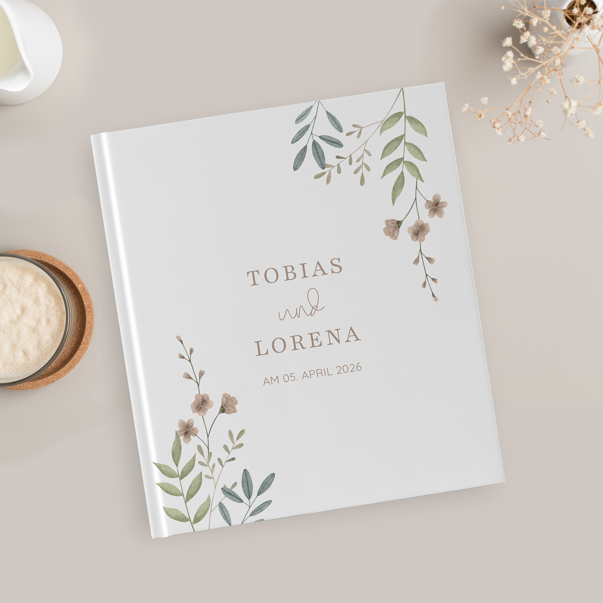 Erinnerungsbuch Hochzeit - Boho "Soft Leaves"