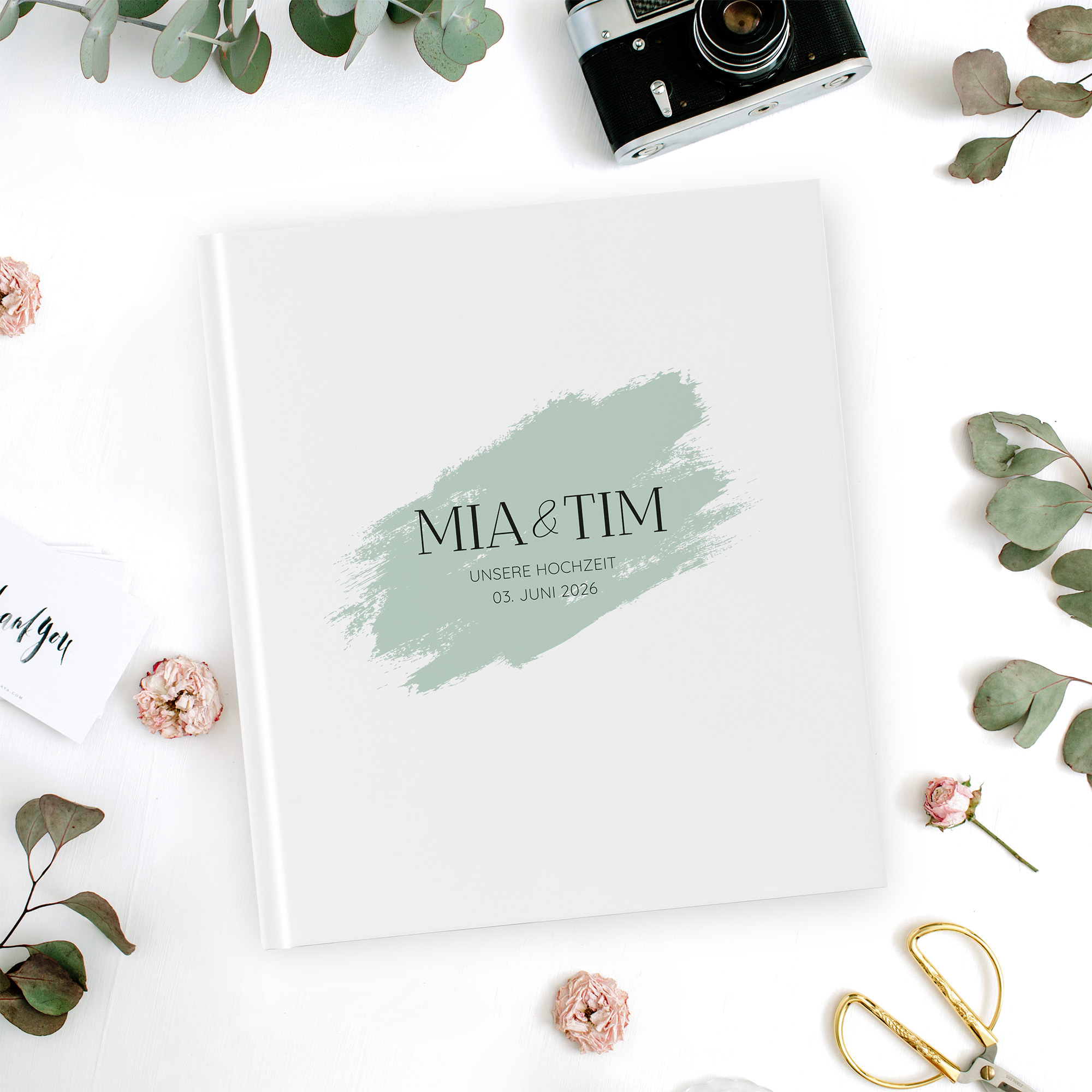 Erinnerungsbuch Hochzeit - Minimalistisch "Mint Brush"