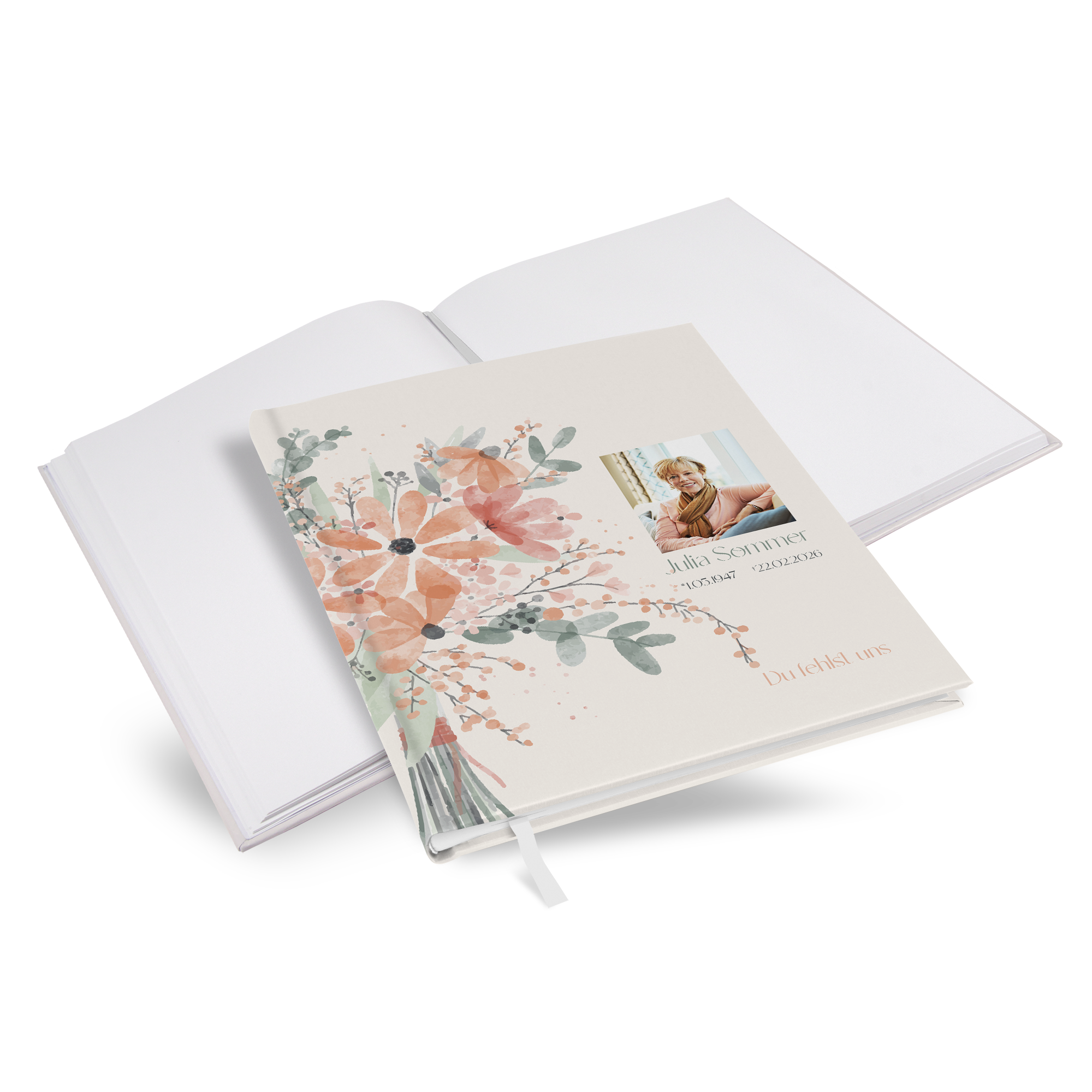 Kondolenzbuch - Floral "terracotta bloom"