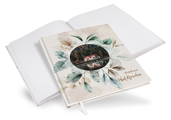 Gästebuch Ferienwohnung - Aquarell "leaf & taupe" - GBF-25001-A-02
