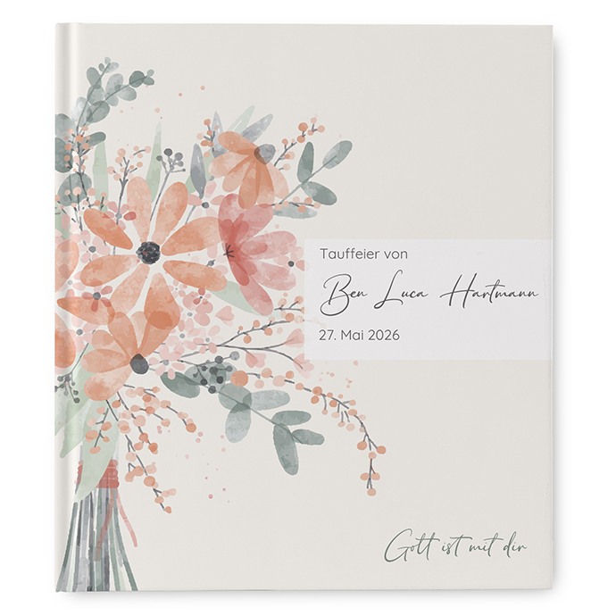 Gästebuch Taufe - Aquarell - "terracotta bloom"