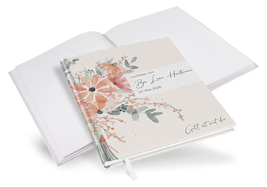 Gästebuch Taufe - Aquarell - "terracotta bloom" - GBT-25001-A-04