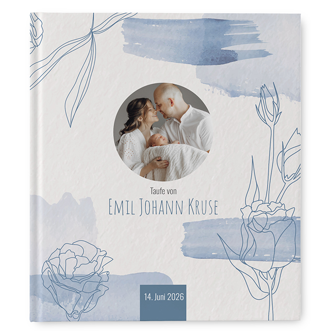 Gästebuch Taufe - Aquarell - "midnight petals"