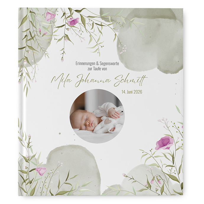 Gästebuch Taufe - Aquarell - "Wildflower Garden"