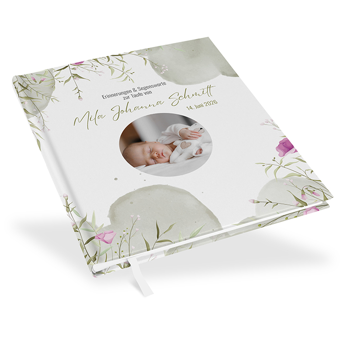 Gästebuch Taufe - Aquarell - "Wildflower Garden"