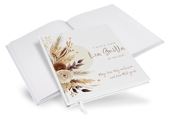 Gästebuch Taufe - Boho "Earth Bouquet" - GBT-25001-B-04