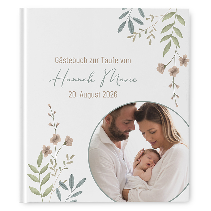Gästebuch Taufe - Boho "Soft Leaves"