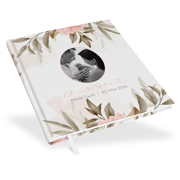 Gästebuch Taufe - Floral "Rose Leaf"