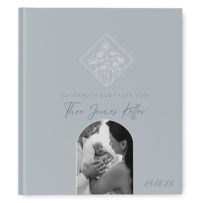 Gästebuch Taufe - Vintage "La Fleur Bleue"